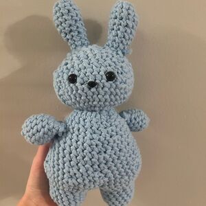 Handmade Blue Crochet Bunny Plush